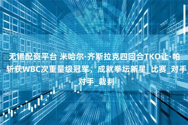 无锡配资平台 米哈尔·齐斯拉克四回合TKO让·帕斯卡，斩获WBC次重量级冠军，成就拳坛新星_比赛_对手_裁判